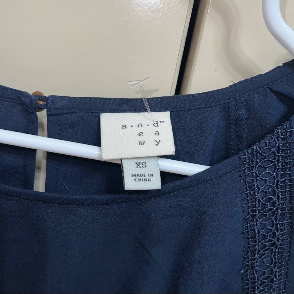 NWT A New Day Xavier Navy Blue Long Sleeve Blouse Size X Small - Picture 5 of 12